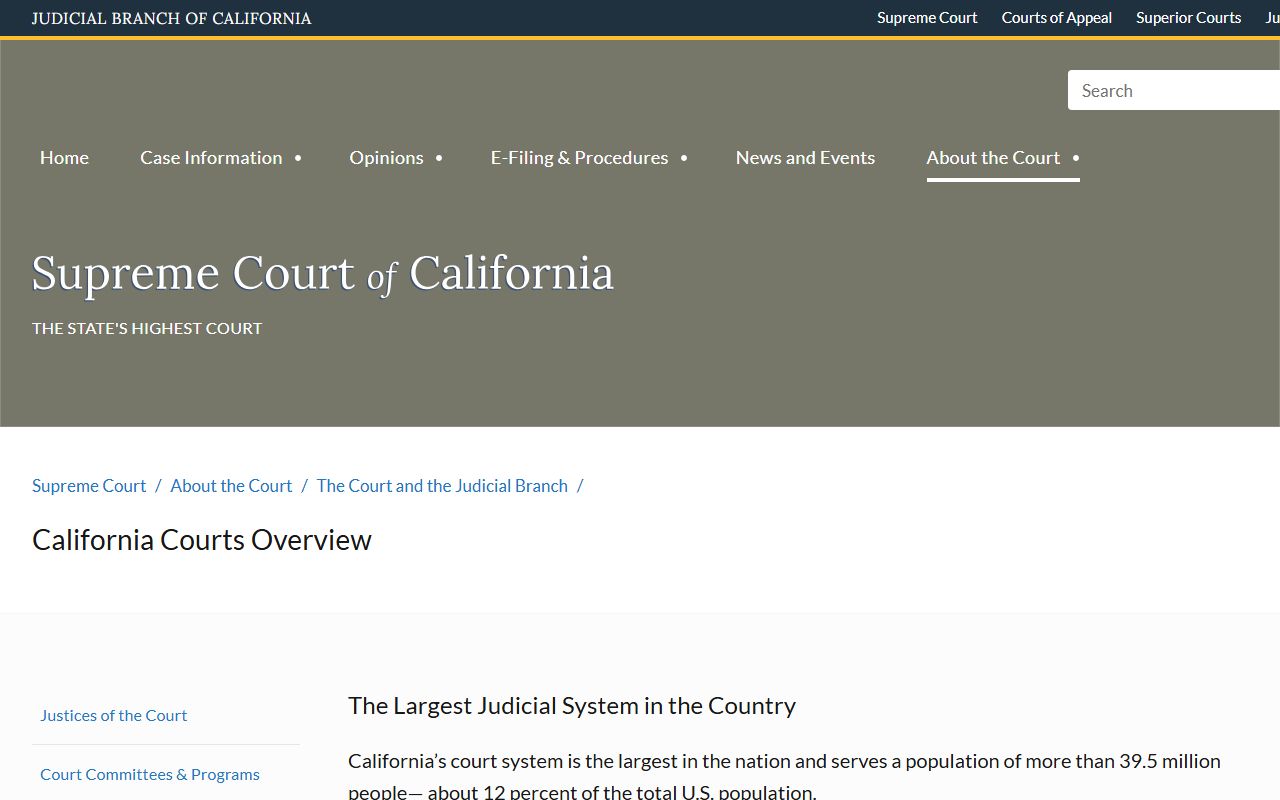 Los Angeles County Superior Court Supreme Court of California overview