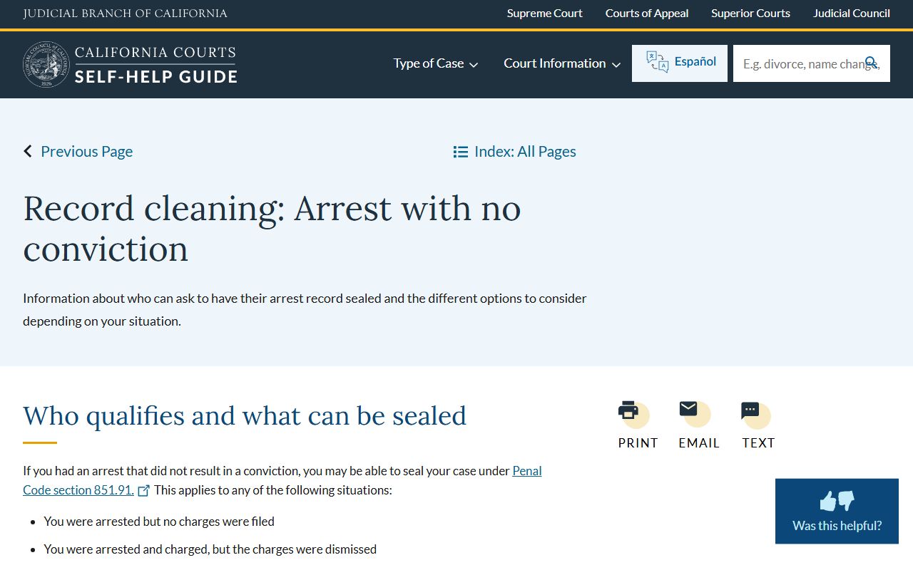 Los Angeles County court records - California Courts guide to sealing arrests with no conviction