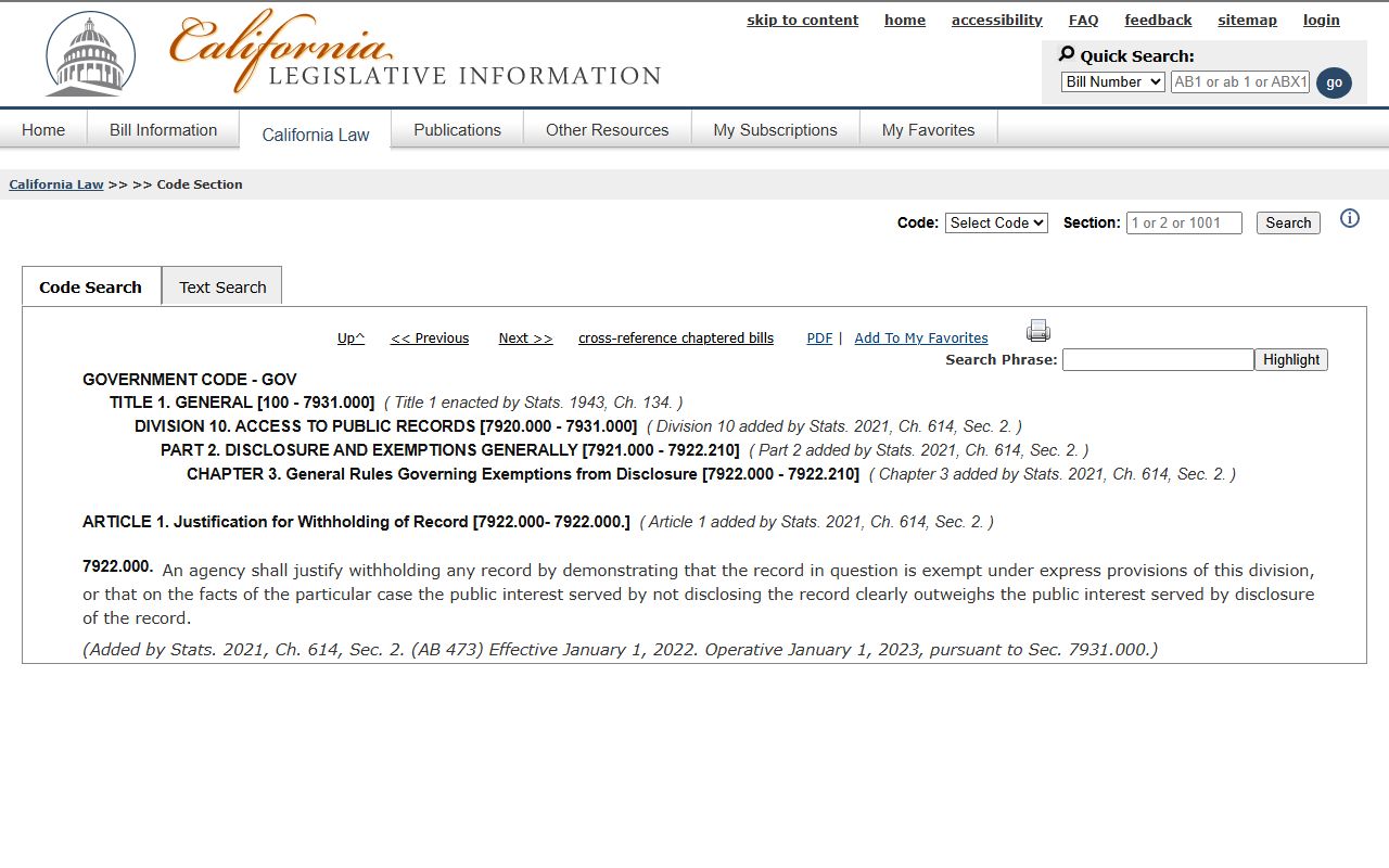Los Angeles County criminal records public interest balancing under section 7922.000