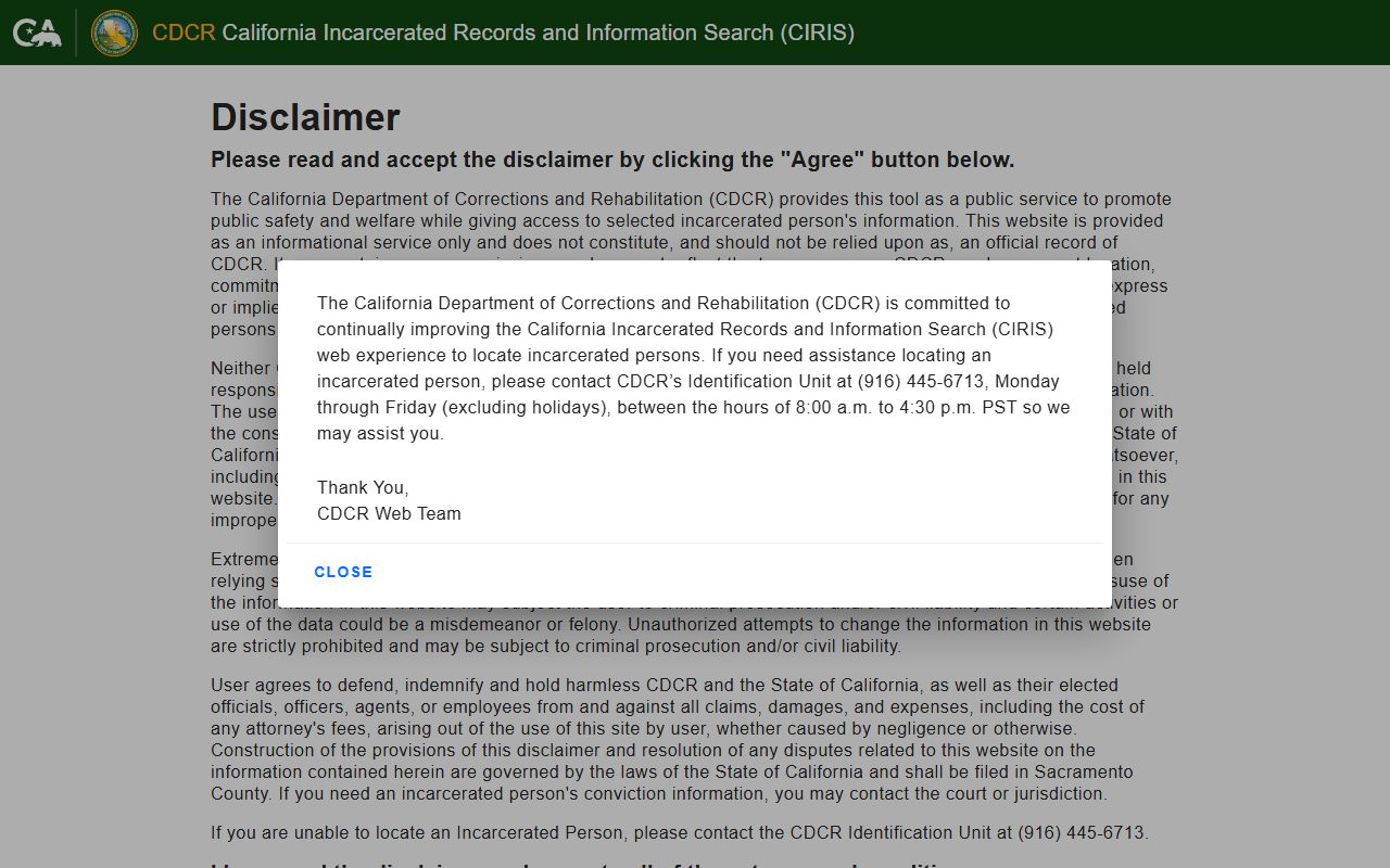 California Department of Corrections inmate locator for Los Angeles County state custody